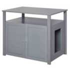 PawHut Wood Cat Litter Box w/ Enclosure Furniture - Grey