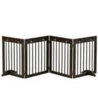 PawHut 4 Panel Wooden Dog Barrier w/ Support Feet - Brown