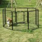 PawHut 0.79 X 1M Pet Playpen w/ Metal Hutch Cage For Rabbits Guineas & Dogs & Puppies - Black