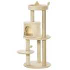 PawHut 3-tier Deluxe Cat Activity Tree Scratching Posts & Kitten House - Beige