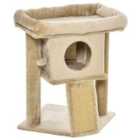 PawHut Cat Tree Activity Center W/ Jute Scratching Pad Ball Toy Condo - Coffee