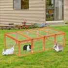 PawHut Wooden Rabbit Hutch W/ Mesh Wire For Outdoor Garden - Brown