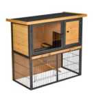 PawHut Wood/Metal Rabbit Elevated Hutch - Yellow