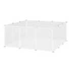 PawHut Pet Playpen & Diy Small Animal Cage w/ 12 Panels For Kittens - Bunnies - Chinchilla - White