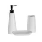 Alto 3 Piece Bathroom Set - Soap Dish, Tumbler, Liquid - White