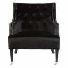 Black Velvet Chair Rubberwood Legs