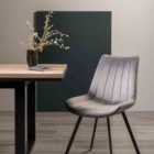 Tanna Pair Of Grey Velvet Fabric Chairs On Black Legs