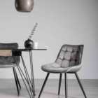 Surat Pair Of Grey Velvet Fabric Chairs With Black Legs