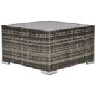 Outsunny Rattan Coffee Table with Glass Top - Dark Grey
