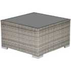 Outsunny Rattan Coffee Table with Glass Top - Light Grey