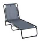 Outsunny Folding Sun Lounger - Grey