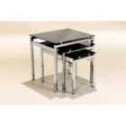 Eton Nest Of Tables Chrome And Black Glass