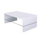 Vala High Gloss Coffee Table With Glass Shelf White