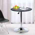 HOMCOM 93cm Adjustable Round Bar Table With PVC Faux Leather Top Steel Base Black