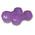 Urban Fitness Hex Dumbbells - Neoprene Covered (pair) (2 X 1Kg - Purple)