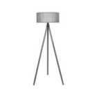 Antique Wood Slat Tripod Floor Lamp Complete