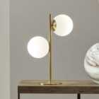 White Orb and Gold Metal Table Lamp