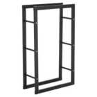 HOMCOM 100cm Metal Firewood Log Holder Rack Elevated Design Base Side Rails