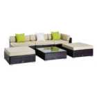 Outsunny 6 Pieces Rattan Funiture Set Conservatory Sofa Deluxe Wicker Garden
