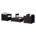 Outsunny 4Pc Rattan Sofa Set Outdoor Coffee Table Chair Wicker Garden Furniture