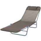 Outsunny Adjustable Sun Bed Garden Lounger Recliner Relaxing Camping Coffee