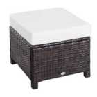 Outsunny Rattan Footstool Wicker Ottoman w/ Padded Seat