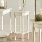 Elizabeth White Pine Wood Round Accent Table K/D