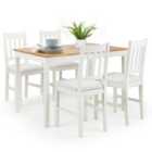 Julian Bowen Set Of Coxmoor White & Oak Dining Table & 4 Chairs