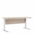 Furniture To Go Prima Desk 150 Cm In Oak Effect With Height Adjustable Legs With Electric Control In White