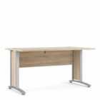 Furniture To Go Prima Desk 150 Cm In Oak Effect With Silver Grey Steel Legs