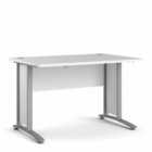 Furniture To Go Prima Desk 120 Cm In White With Silver Grey Steel Legs