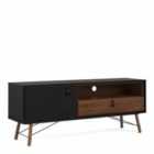 Furniture To Go Ry Tv Unit 1 Door And 1 Drawer Matt Black Walnut