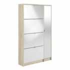 Furniture To Go Shoes Hallway Storage Cabinet With 4 Tilting Doors And 2 Layers And 1 Mirror Door
