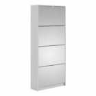 Furniture To Go Shoes Hallway Storage Cabinet With 4 Mirror Tilting Doors And 2 Layers White