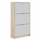 Furniture To Go Shoes Hallway Storage Cabinet With 3 Tilting Doors And 2 Layers Oak Effect Structure White