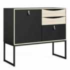 Furniture To Go Stubbe Sideboard With 1 Door And 3 Drawers In Matt Black Oak Effect