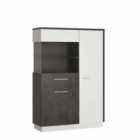 Furniture To Go Zingaro Low Display Cabinet Left Hand In Grey And White