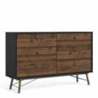 Furniture To Go Ry Wide Double 6 Drawer Chest In Matt Black Walnut