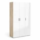 Furniture To Go Pepe Wardrobe With 3 Doors In Oak Effect With White High Gloss