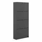 Furniture To Go Shoes Hallway Storage Cabinet With 4 Tilting Doors And 2 Layers Matt Black