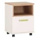 Furniture To Go 4Kids 1 Door Desk Mobile In Light Oak And White High Gloss (Lemon Handles)