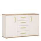 Furniture To Go 4Kids 2 Door 4 Drawer Sideboard In Light Oak And White High Gloss (Lemon Handles)