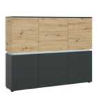 Furniture To Go Luci 6 Door Cabinet (including LED Lighting) In Platinum And Oak Effect