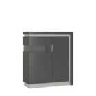 Furniture To Go Lyon 2 Door Designer Cabinet Left Hand In Platinum/Light Grey Gloss