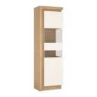 Furniture To Go Lyon Tall Narrow Display Cabinet (rhd) In Riviera Oak Effect/White High Gloss