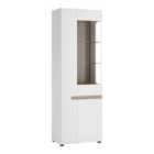 Furniture To Go Chelsea Tall Glazed Narrow Display Unit - White w/ Oak Trim