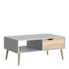 Furniture To Go Oslo Coffee Table 1 Drawer 1 Shelf In White And Oak Effect