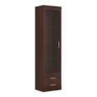Furniture To Go Imperial Tall Glazed 1 Door 2 Drawer Narrow Cabinet In Dark Mahogany Melamine