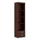 Furniture To Go Imperial Tall 2 Drawer Narrow Cabinet With Open Shelving In Dark Mahogany Melamine