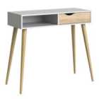 Furniture To Go Oslo Console Table 1 Drawer 1 Shelf In White And Oak Effect